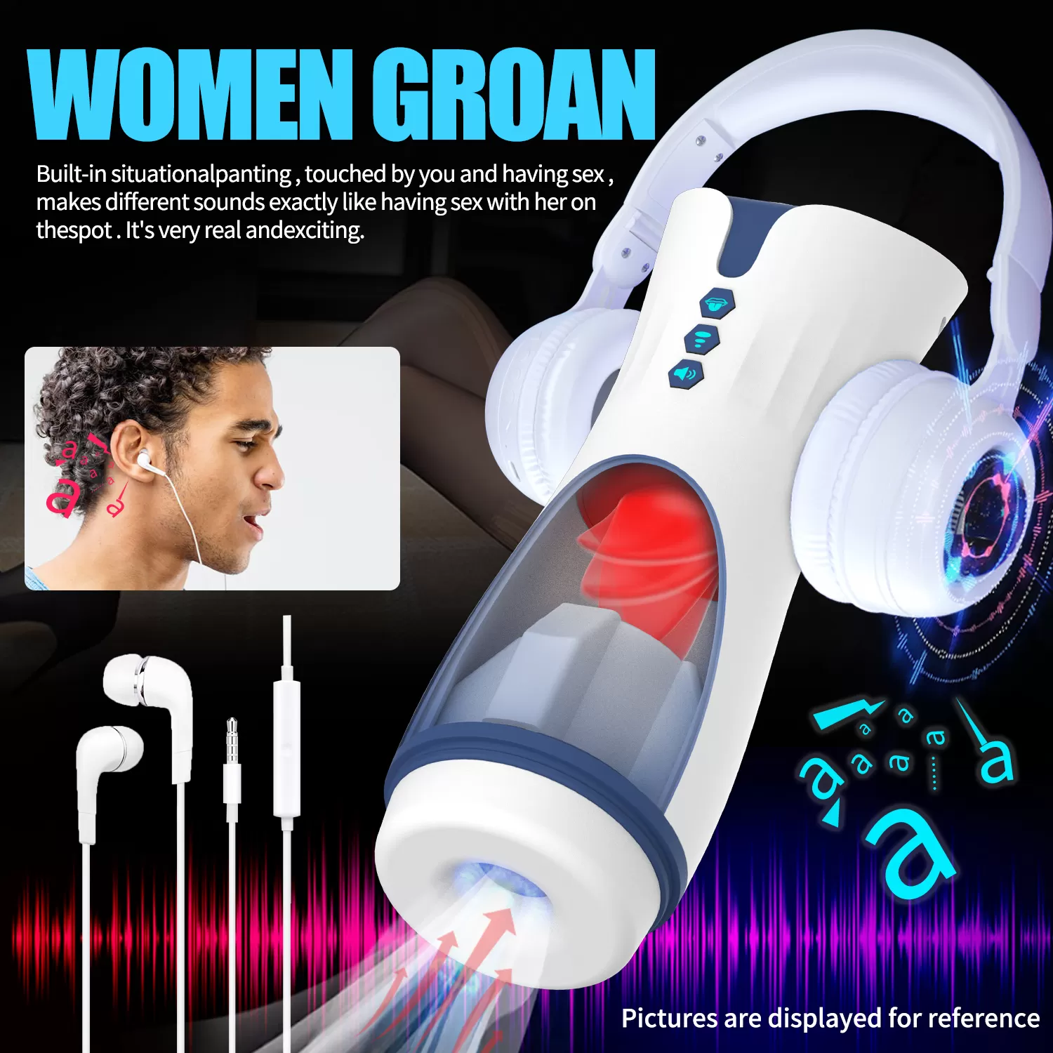 Wellco Adult 007-2 Suck - İnleme Sesli Emiş Özellikli ve Yumuşak Dil Hareketli Suni Vajina Otomatik Oral Mastürbatör - 4