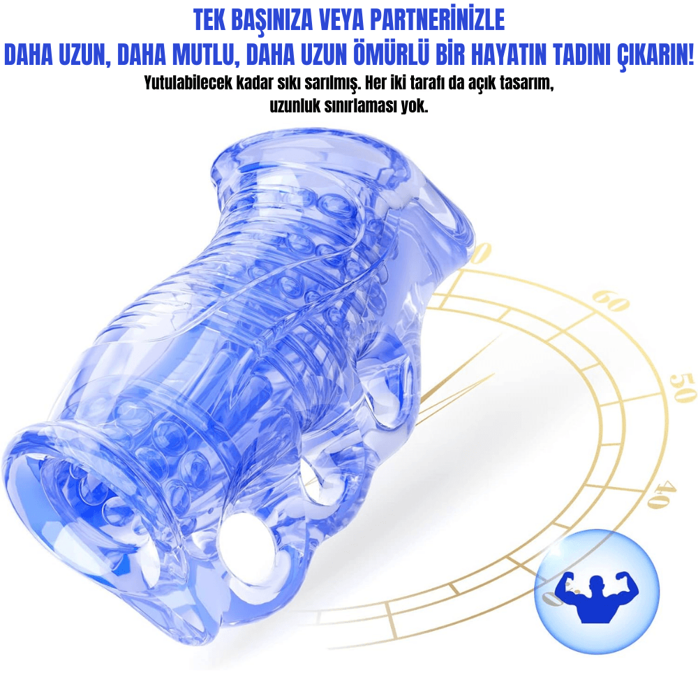 Wellco Adult Erkek Penis Eğitim Mastürbatörü İki Tarafı Açık Uçlu Tırtıklı Stroker - 2