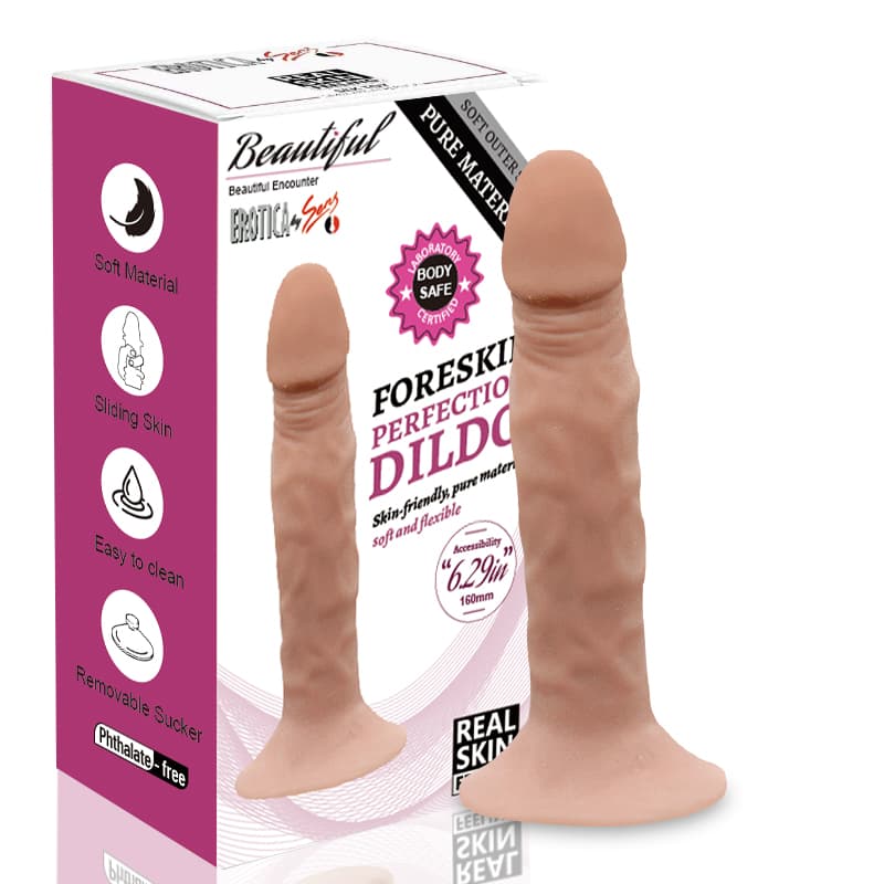 Wellco Adult Foreskin Perfection Dildo 16 CM - Çift Katmanlı Gerçekçi Kayar Deri Ultra Yumuşak Realistik Yapay Penis Vibrator