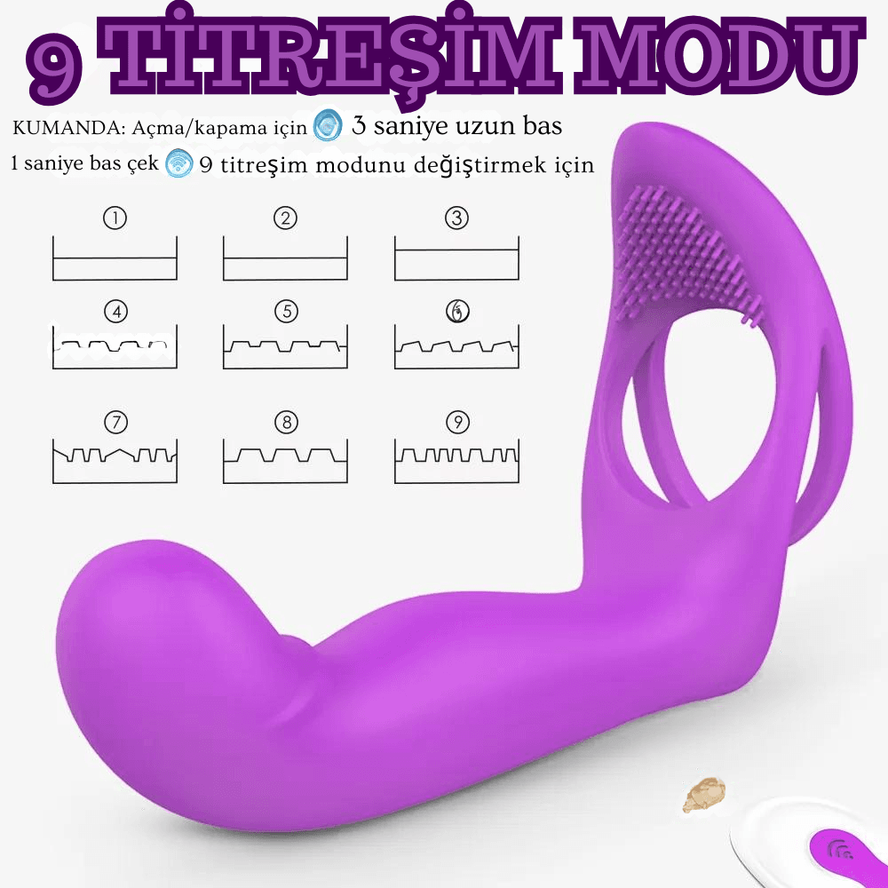 Wellco Adult Lorna Rct Şarjlı Kablosuz Kumandalı Çift Penetrasyon Testis ve Penis Yüzüğü Klitoris Uyarıcı Vibratör - 4