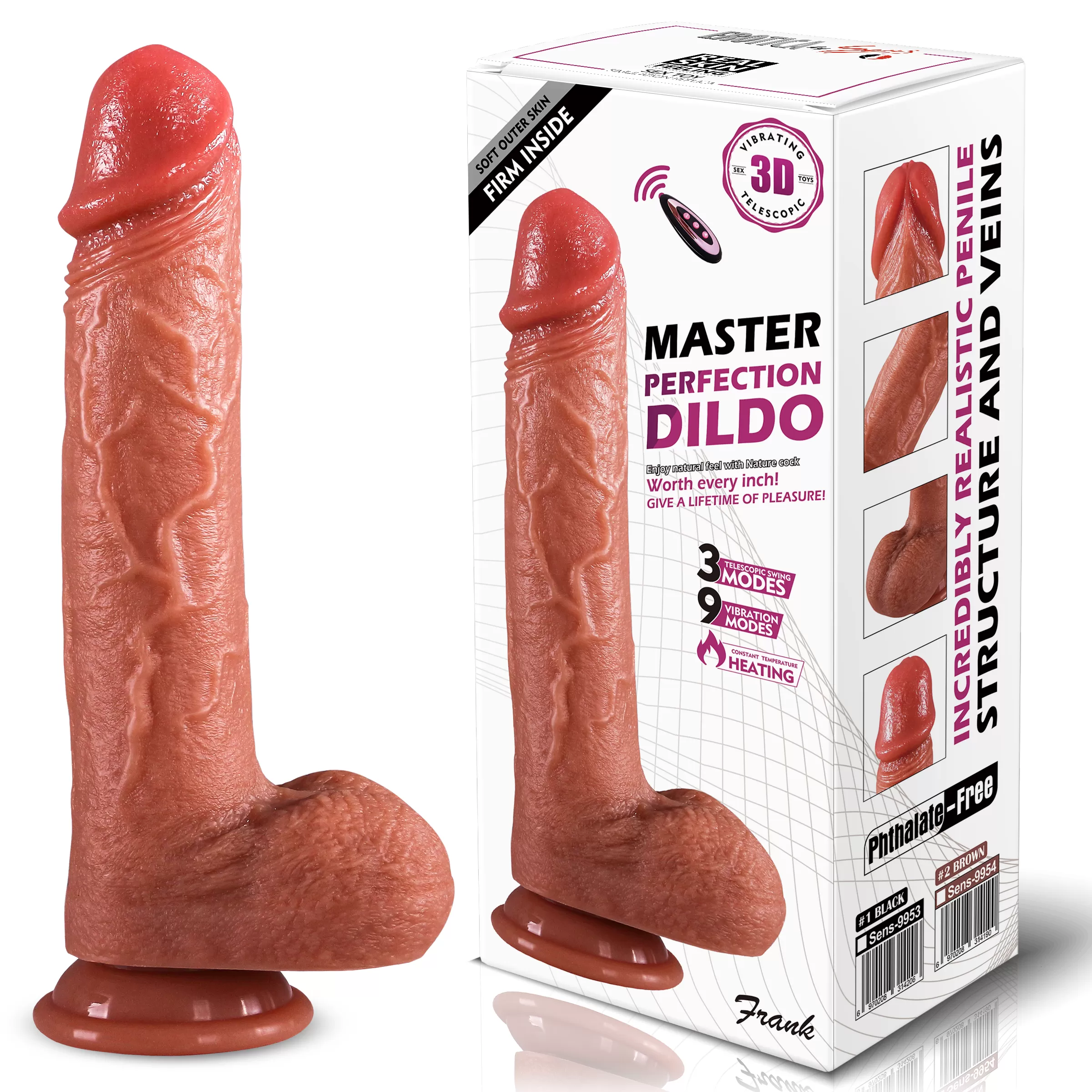 Wellco Adult Frank - Isıtmalı İleri Geri Hareketli ve Rotasyonlu Gerçekçi Damarlı Yapay Penis Vibrator