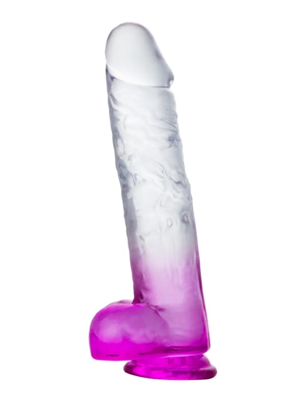 Wellco Adult MYST COLOR Dildo Realistik Jel Dokuda Vantuzlu Ultra Yumuşak Şeffaf Mor Yapay Penis