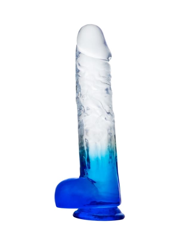 Wellco Adult MYST COLOR Dildo Realistik Jel Dokuda Vantuzlu Ultra Yumuşak Şeffaf Mavi Yapay Penis