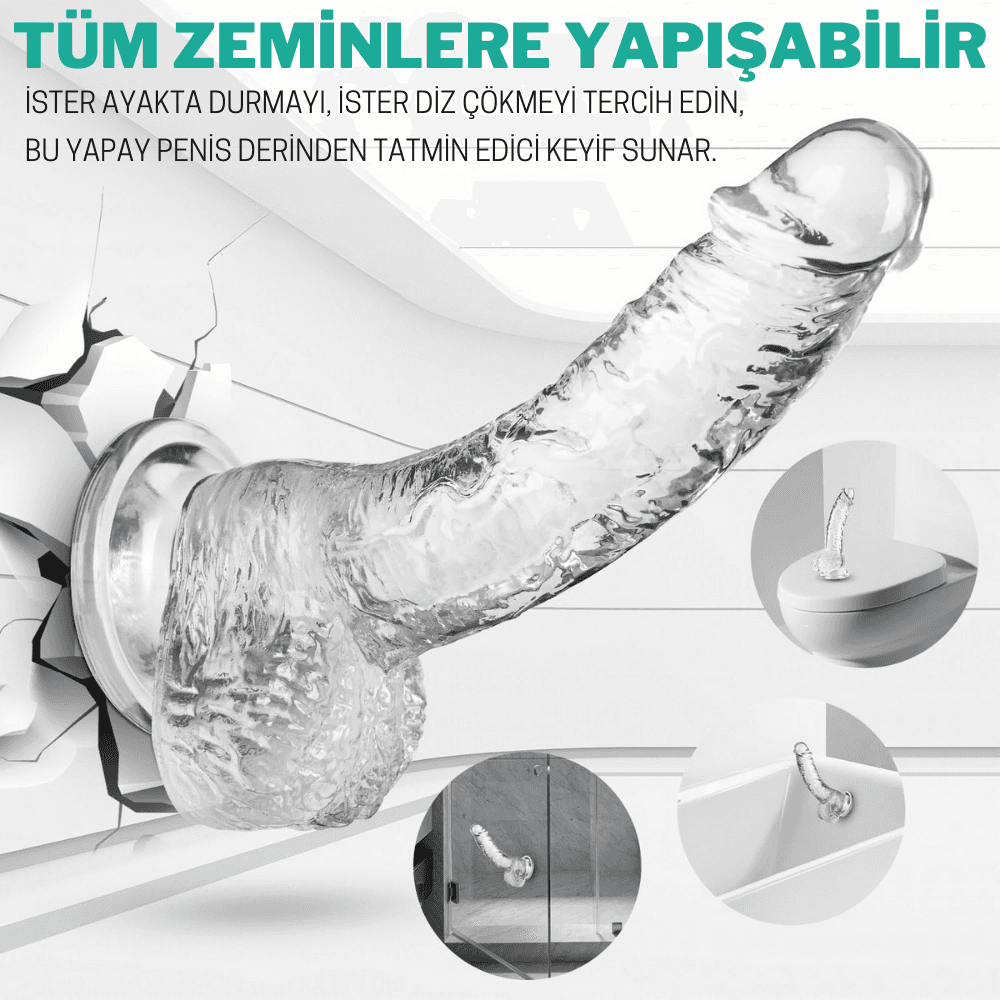 Wellco Adult MYST COLOR Dildo Realistik Jel Dokuda Ultra Yumuşak Şeffaf Yapay Penis 22 CM - 2