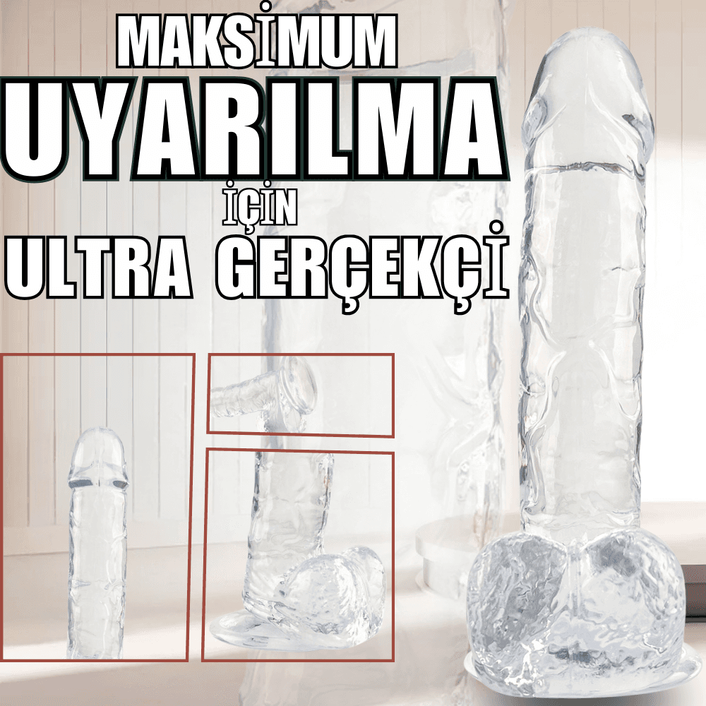 Wellco Adult MYST COLOR Dildo Realistik Jel Dokuda Ultra Yumuşak Şeffaf Yapay Penis 22 CM - 3