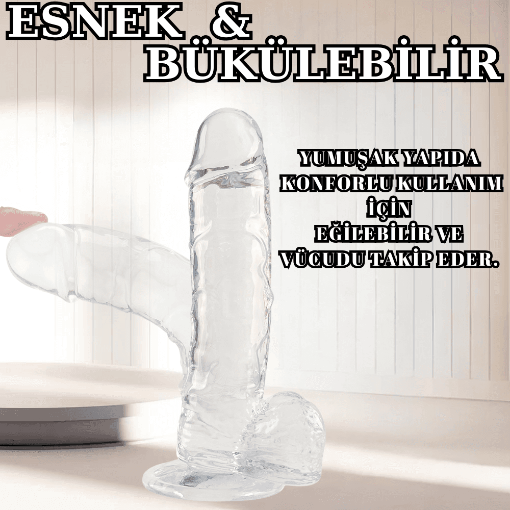 Wellco Adult MYST COLOR Dildo Realistik Jel Dokuda Ultra Yumuşak Şeffaf Yapay Penis 22 CM - 4