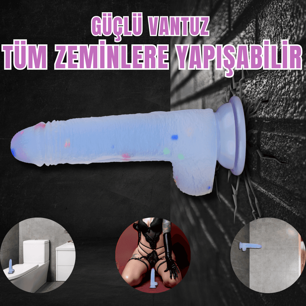 Wellco Adult MYST COLOR Dildo Renkli Benekli Ultra Yumuşak Şeffaf Realistik Yapay Penis - 2