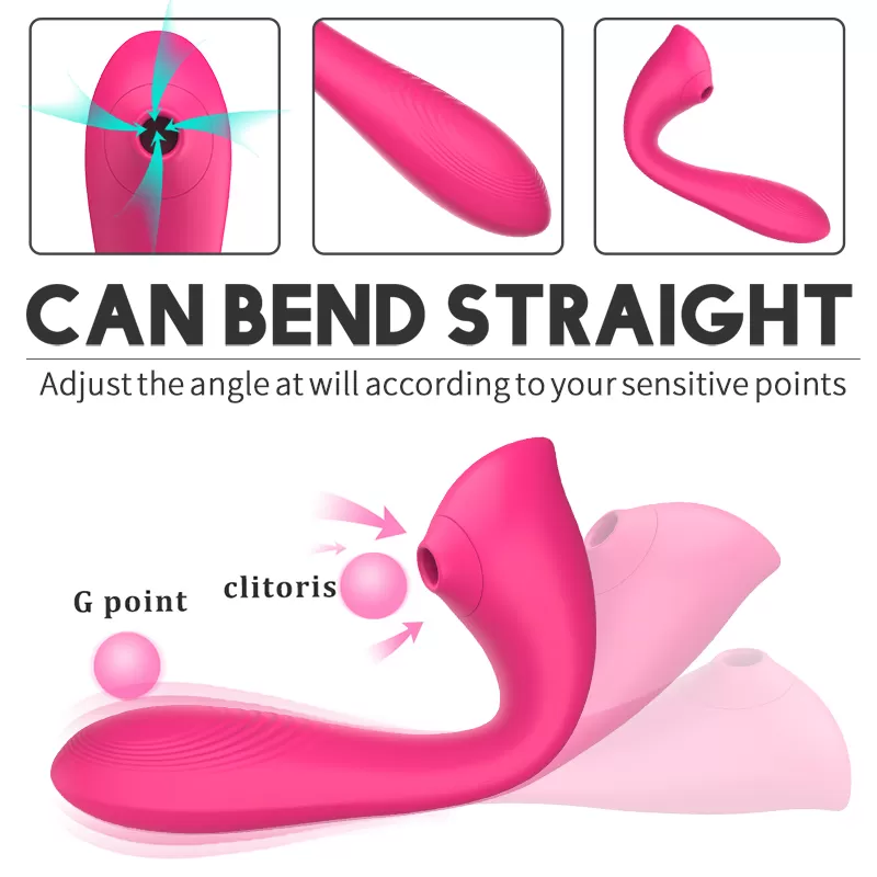 Wellco Adult Otomatik Isıtmalı Kıkırdaklı Bükülebilir Klitoris Emiş Güçlü ve G-Spot Uyarıcı Titreşimli 2 in 1 Vibratör - 3