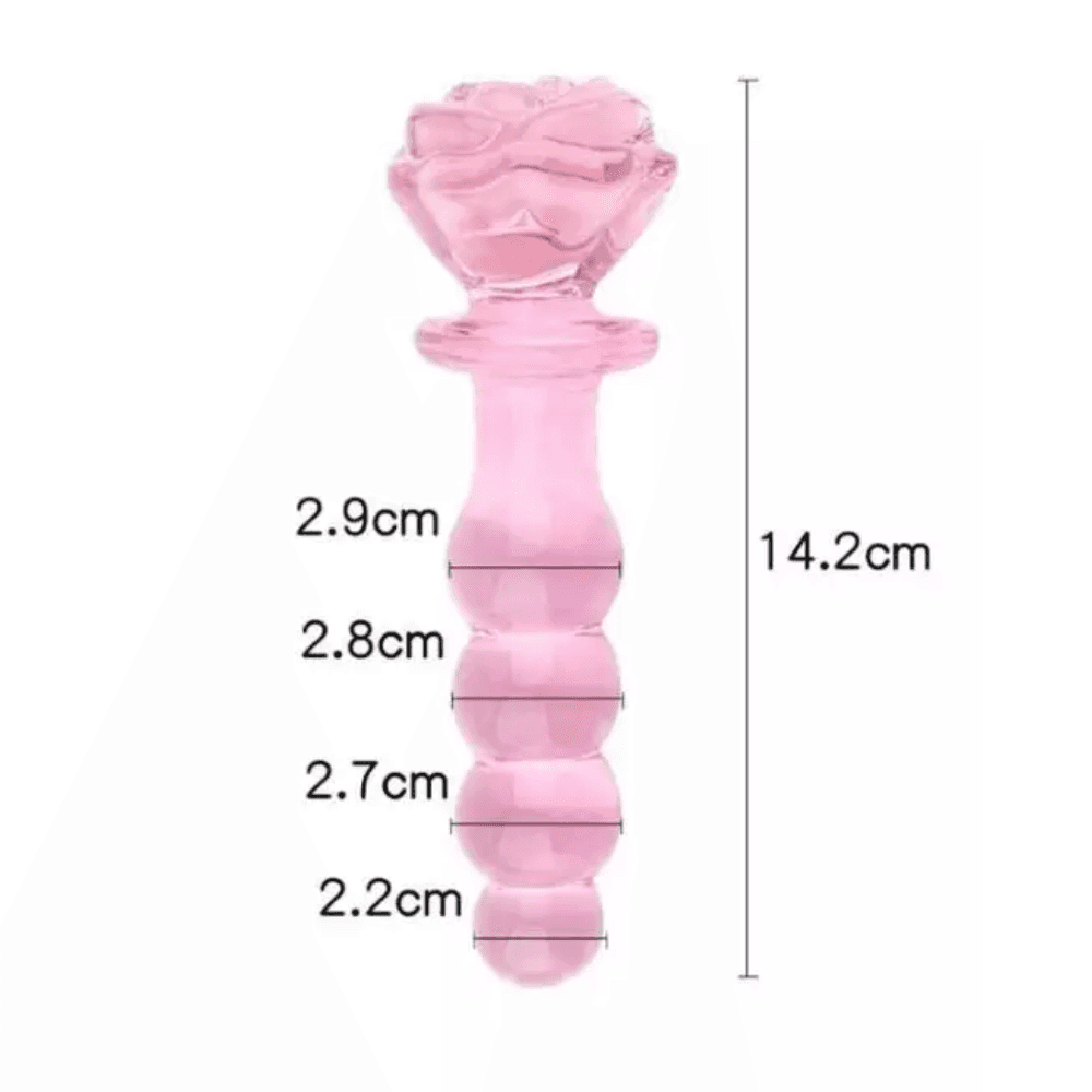 Wellco Adult Pembe Kristal Boğumlu Cam Anal Plug Yapay Penis 14 CM - 4