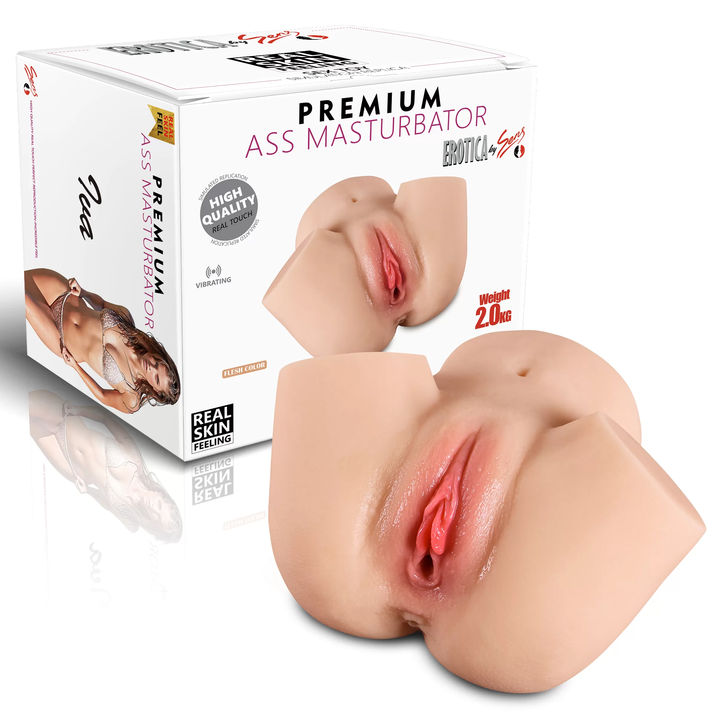 Wellco Adult Iva - Realistik Anal Vajinal 2 in 1 Titreşimli Suni Kalça Vajina