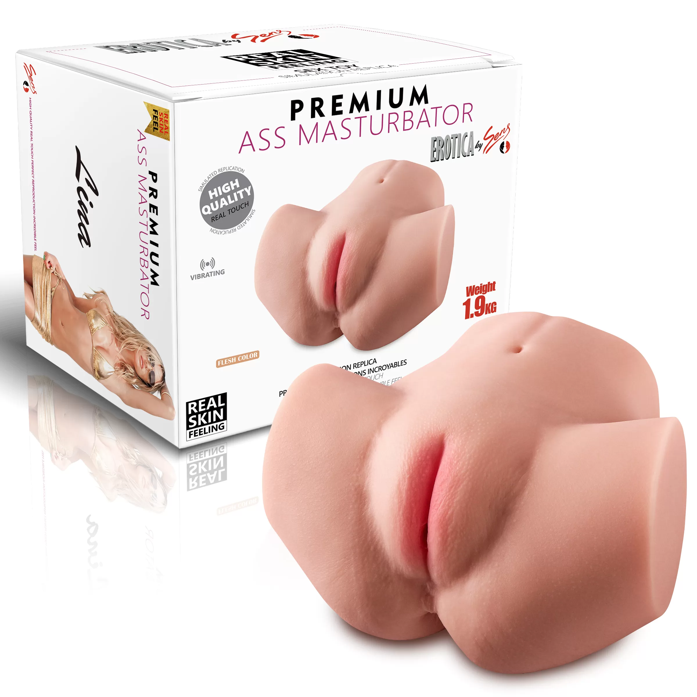 Wellco Adult Lina - Realistik Anal Vajinal Bakire 2 in 1 Titreşimli Suni Kalça Vajina