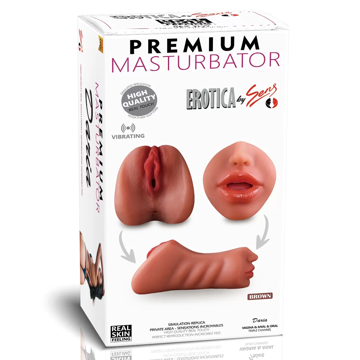 Wellco Adult Premium Masturbator Daria - Realistik Dokulu Oral Anal Vajinal 3 in 1 Titreşimli Suni Vajina - 2