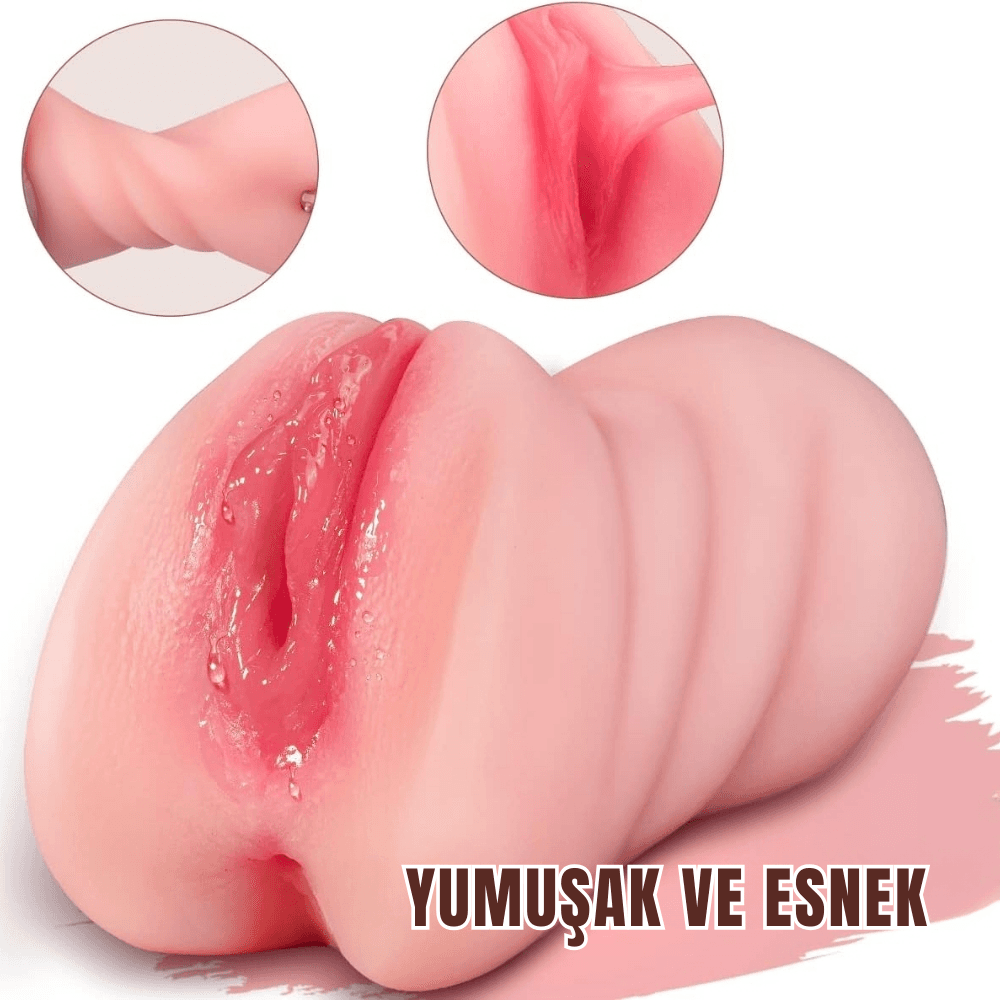 Wellco Adult Daria - Realistik Dokulu Oral Anal Vajinal 3 in 1 Titreşimli Suni Vajina - 4