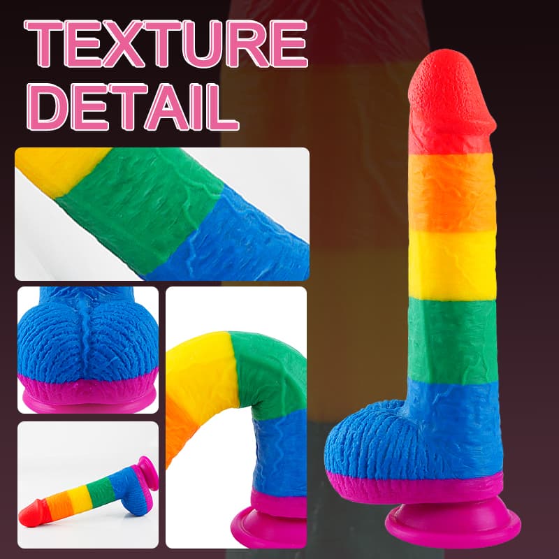 Wellco Adult Pride Special Edition Dildo 22.5 CM - Gökkuşağı Renkli Silikon Ultra Realistik Yapay Penis Vibrator - 2