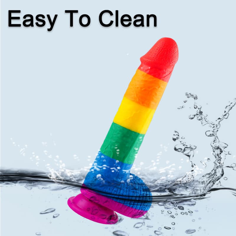 Wellco Adult Pride Special Edition Dildo 22.5 CM - Gökkuşağı Renkli Silikon Ultra Realistik Yapay Penis Vibrator - 4