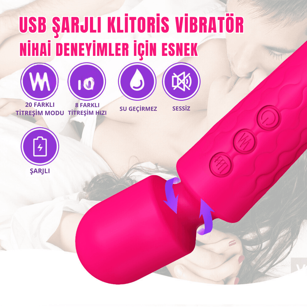Wellco Adult PRIME TOYS Artemis Çok Güçlü Titreşimli Masaj Vibratör Göğüs ve Klitoris Uyarıcı Wand Massager - 3
