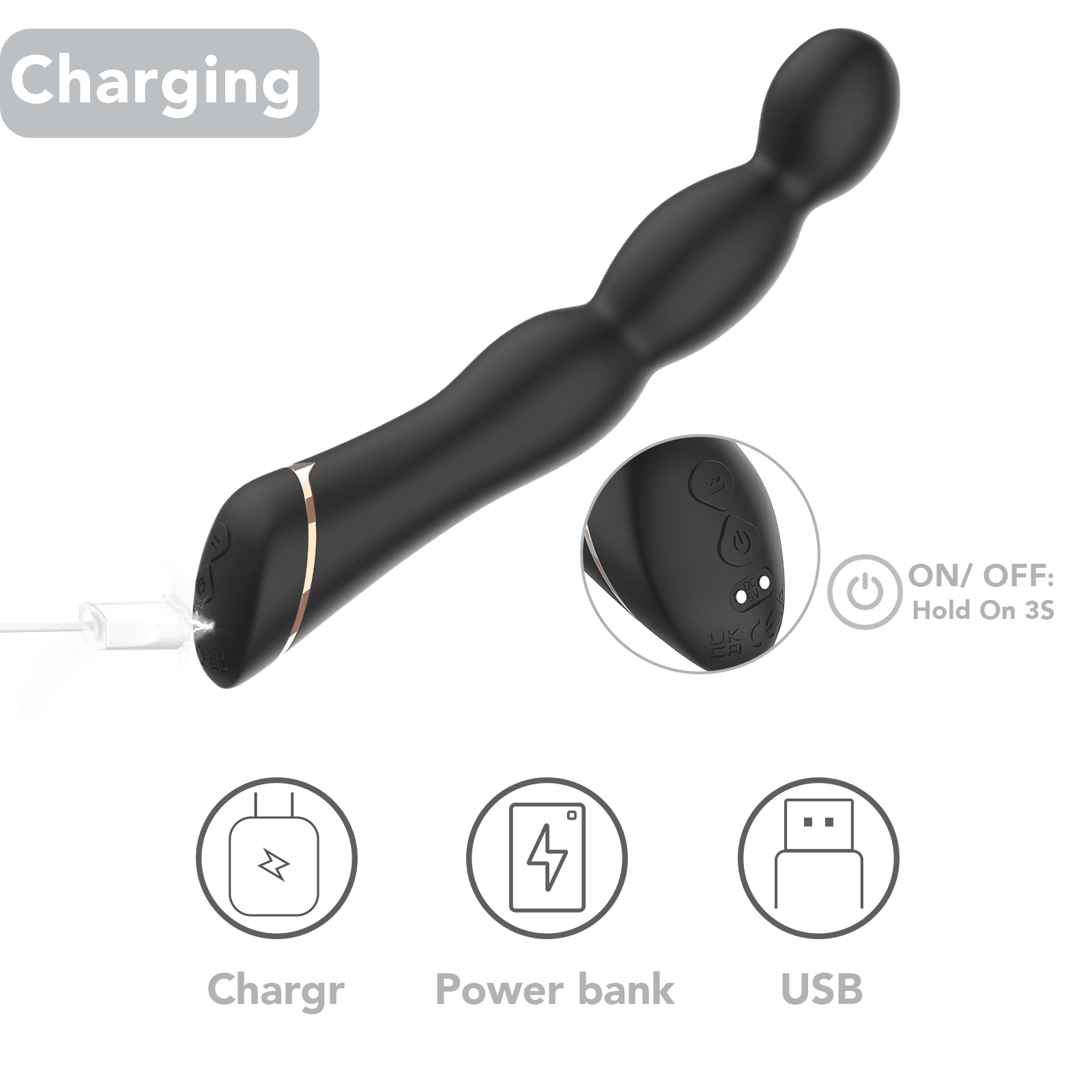 Wellco Adult PRIME TOYS Knot Şarjlı G Nokta ve Klitoris Uyarıcı Boğumlu Anal Vibratör - 4