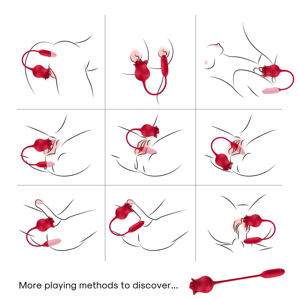 Wellco Adult PRIME TOYS Roselip Şarjlı İleri Geri ve Dil Hareketli 2 in 1 Klitoris Uyarıcı Gül Vibratör - 2