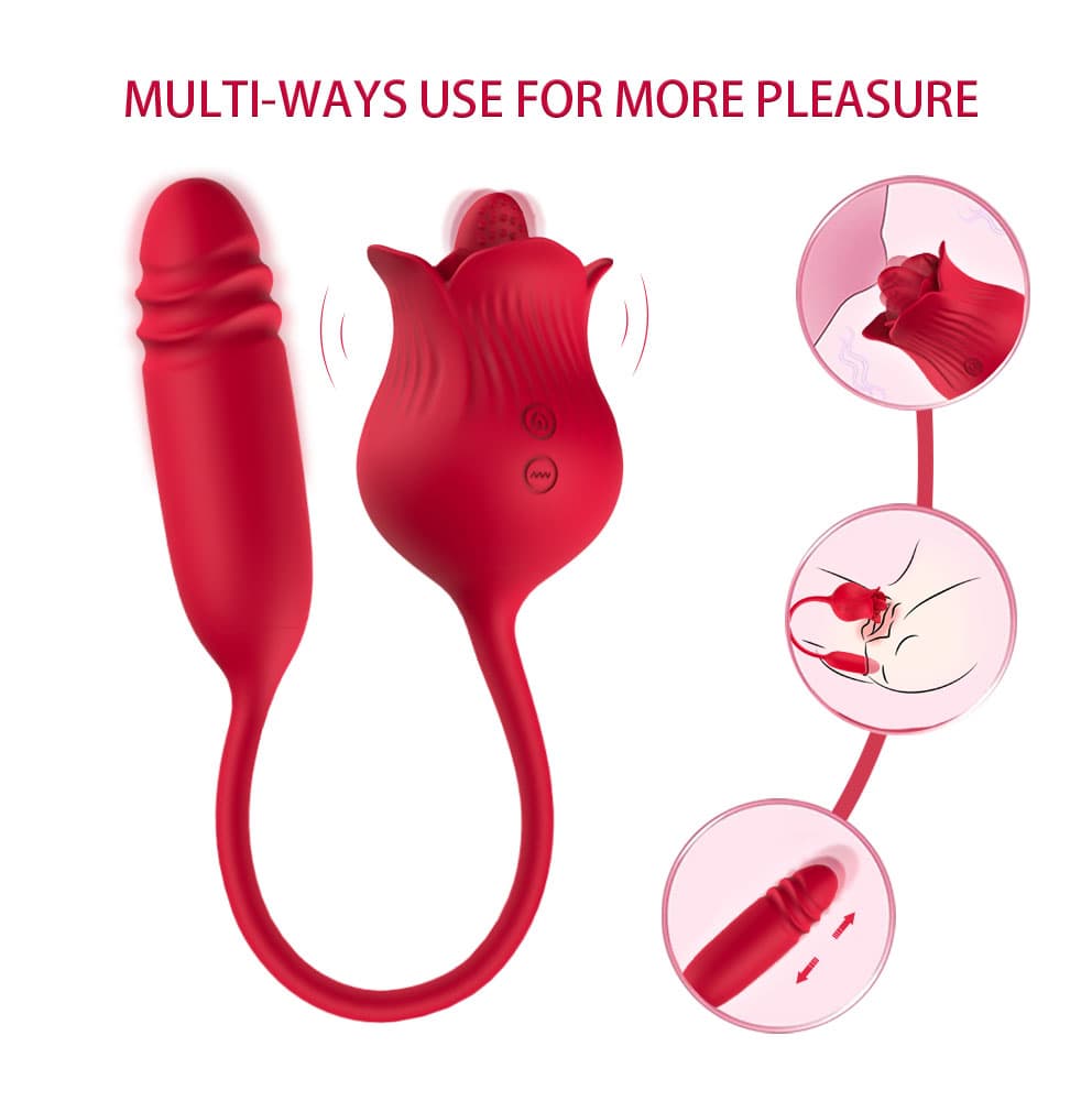 Wellco Adult PRIME TOYS Roselip Şarjlı İleri Geri ve Dil Hareketli 2 in 1 Klitoris Uyarıcı Gül Vibratör - 3