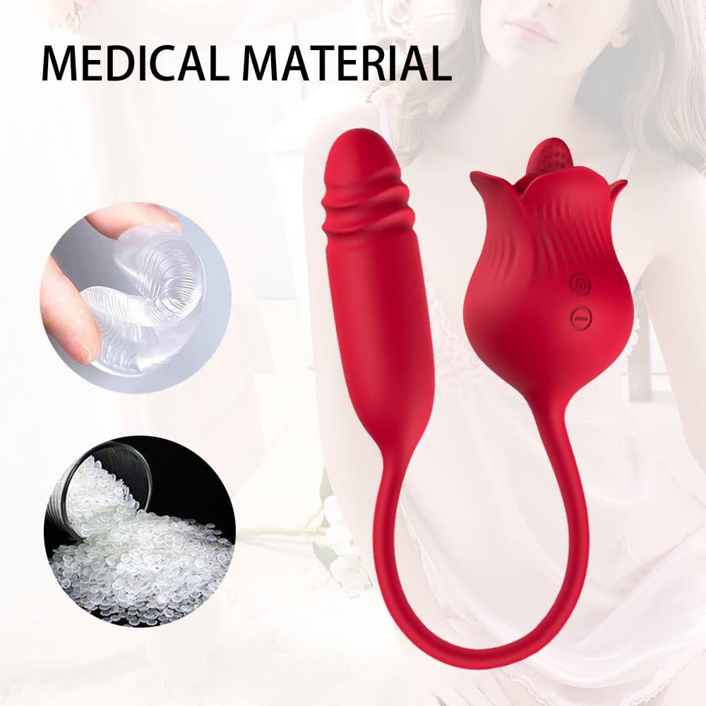 Wellco Adult PRIME TOYS Roselip Şarjlı İleri Geri ve Dil Hareketli 2 in 1 Klitoris Uyarıcı Gül Vibratör - 4