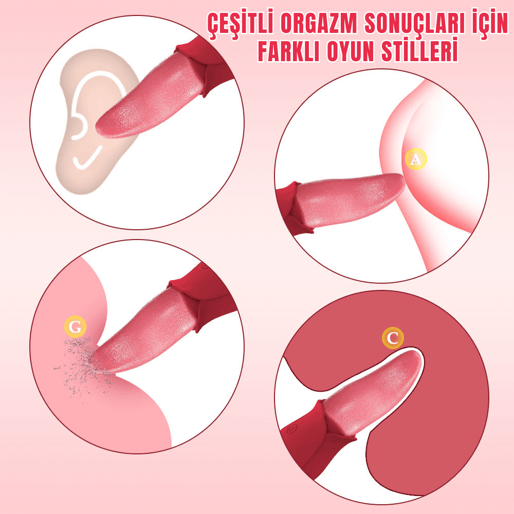 Wellco Adult Vicky Şarjlı Klitoris Uyarıcı Titreşimli ve Hareketli Sessiz Mini Gerçekçi Dil Vibratör - 4