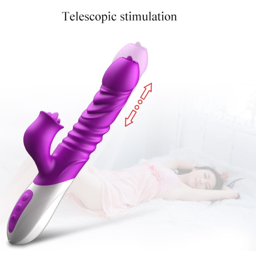 Wellco Adult T10 - Şarjlı Akıllı Isıtmalı İleri Geri ve Dil Hareketli G-Spot ve Klitoris Uyarıcı 2 in 1 Yapay Penis Rabbit Vibratör - 2