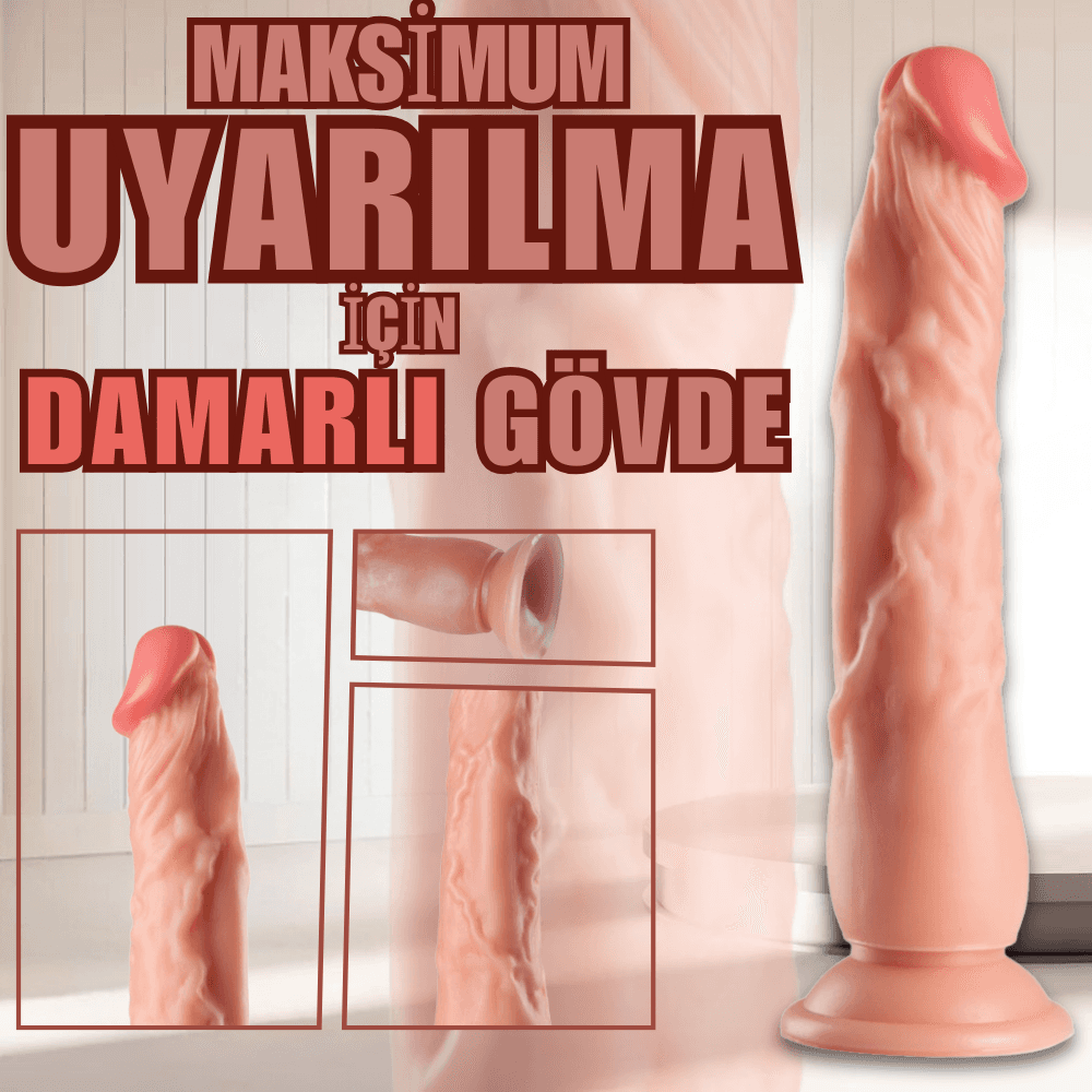 Wellco Adult UNIQUE Realistik Dokuda Dildo Vantuzlu Damarlı Gerçekçi Yapay Penis 23 CM - 2