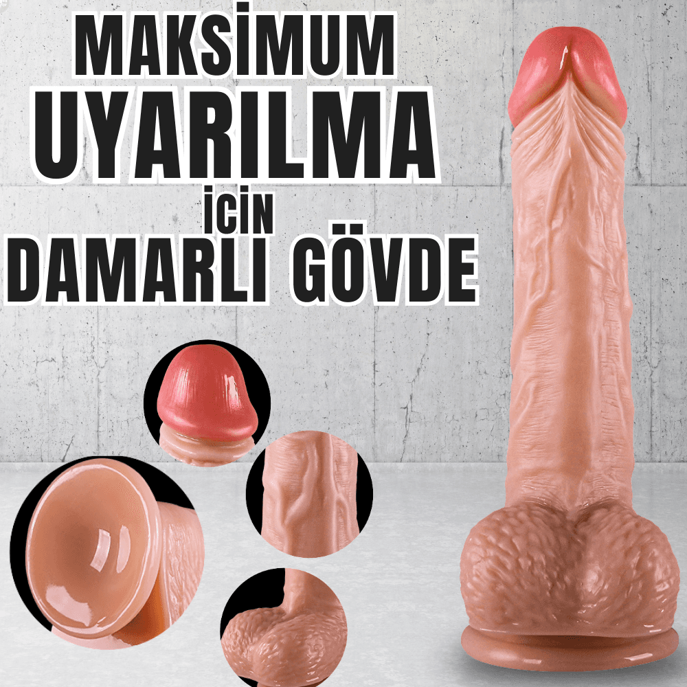 Wellco Adult UNIQUE Realistik Dokuda Damarlı Dildo Vantuzlu Gerçekçi Yapay Penis 20 CM - 2