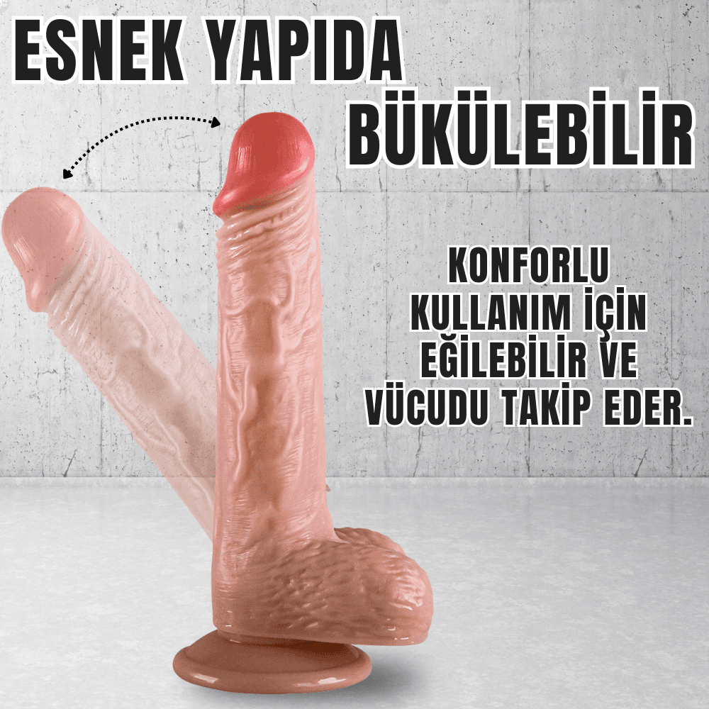 Wellco Adult UNIQUE Realistik Dokuda Damarlı Dildo Vantuzlu Gerçekçi Yapay Penis 20 CM - 4