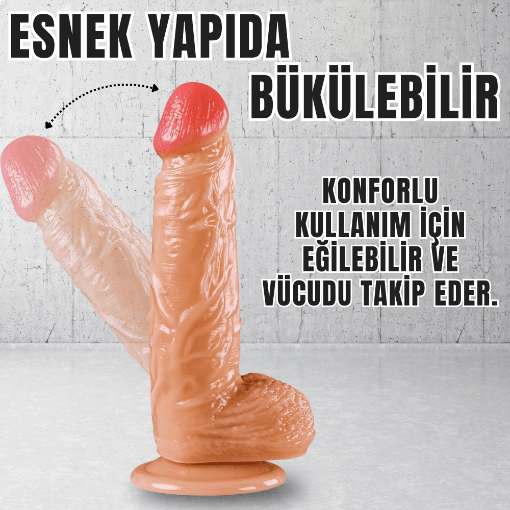 Wellco Adult UNIQUE Realistik Dokuda Kalın Damarlı Dildo Vantuzlu Gerçekçi Yapay Penis 20 CM - 4
