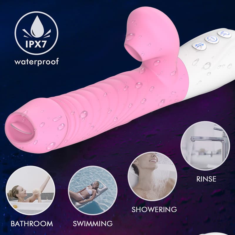 Wellco Adult V30 - Şarjlı Akıllı Isıtmalı İleri Geri ve Dil Hareketli G-Spot ve Klitoris Emiş Uyarıcı 2 in 1 Rabbit Vibratör - 3