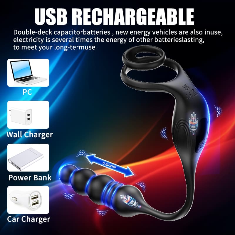 Wellco Adult Şarjlı Uzaktan Kumandalı İleri Geri Hareketli Penis Halkalı Beads Perine Prostat Uyarıcı Vibratör - 4