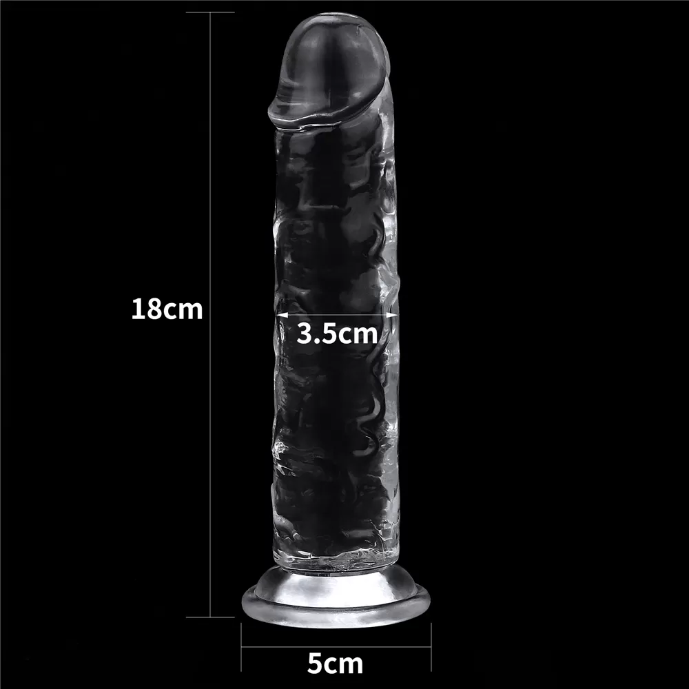 Wellco Adult 18CM Yeni Nesil Vantuzlu Şeffaf Dildo Penis - Flawless Clear Dildo - 4