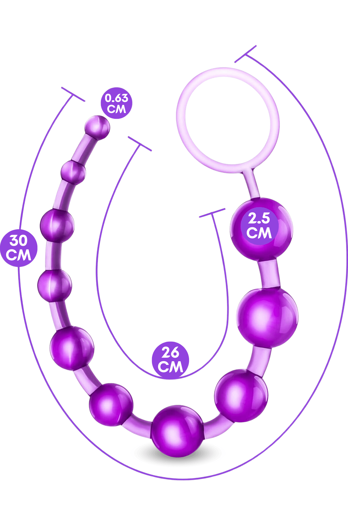 Wellco Adult Anal Beads Pull Ring Tutma Halkalı Dereceli Toplar Silikon Mor Anal Boncuk - 2