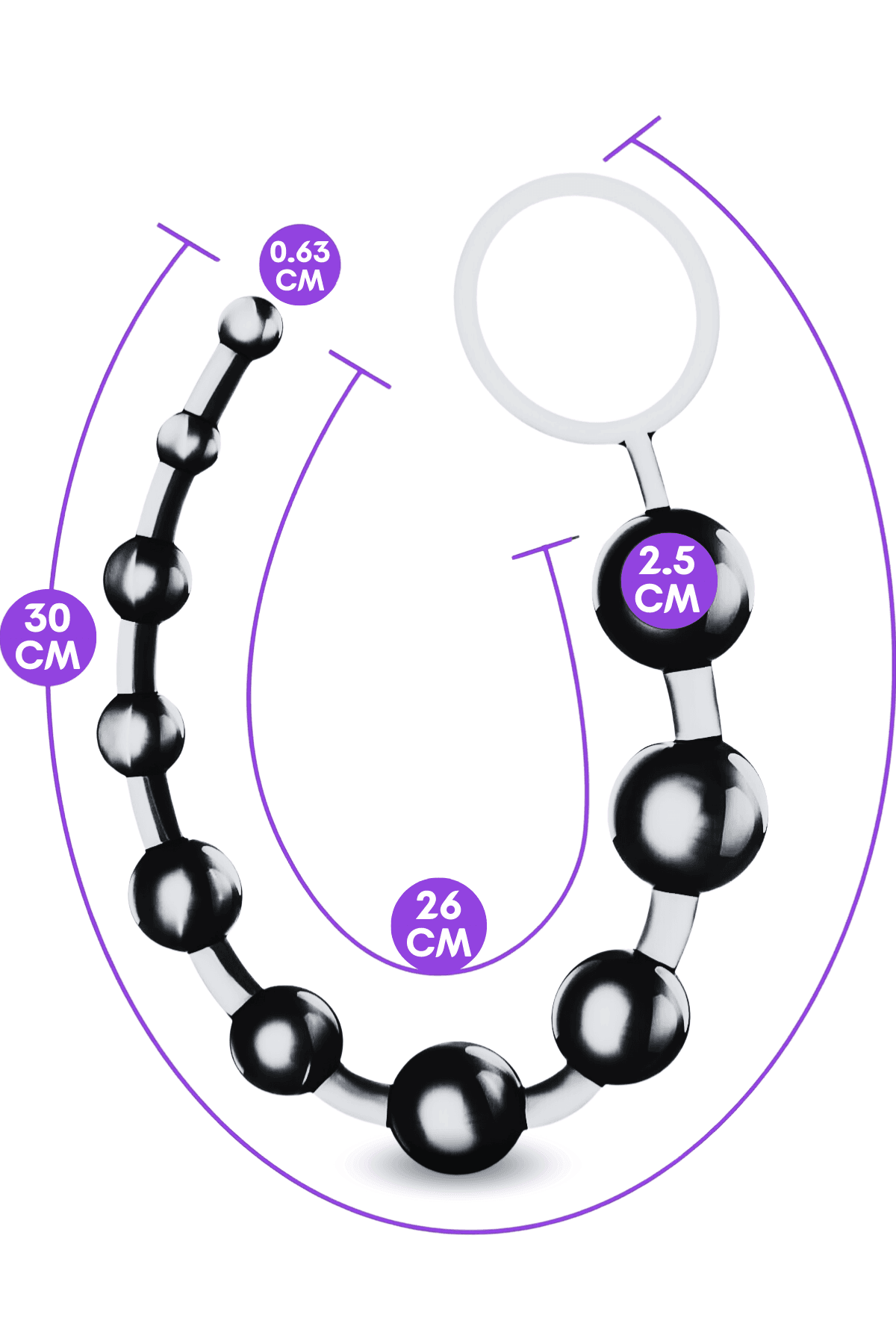 Wellco Adult Anal Beads Pull Ring Tutma Halkalı Dereceli Toplar Silikon Siyah Anal Boncuk - 2