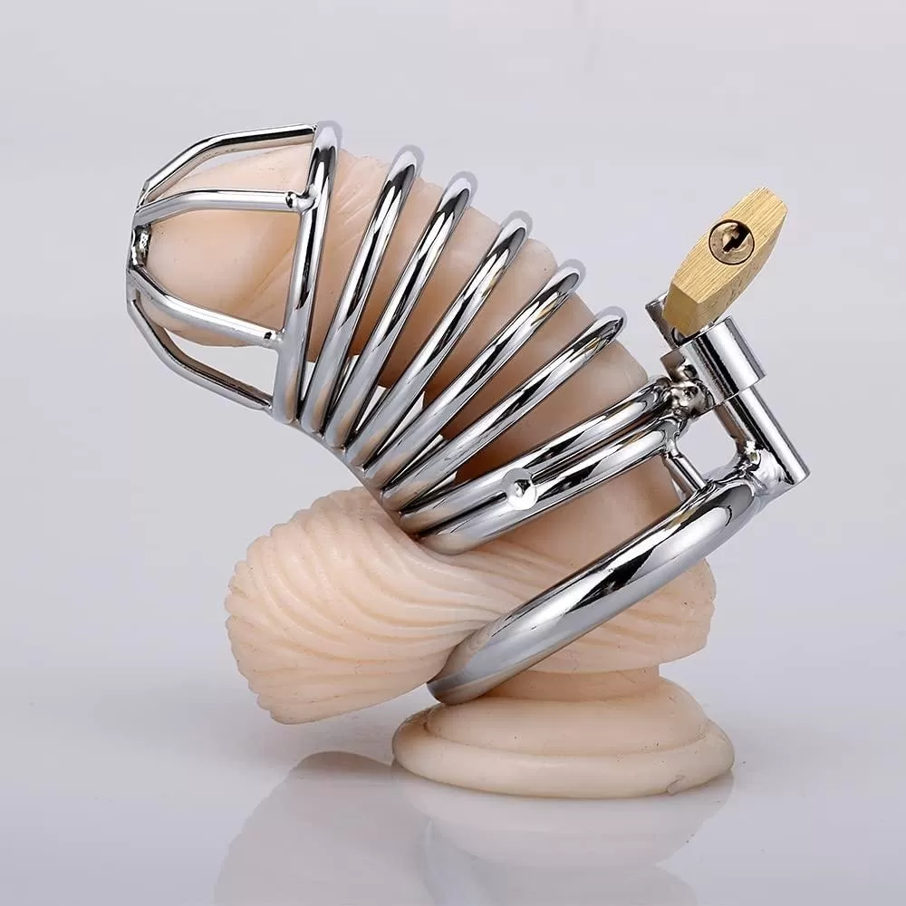 Wellco Adult Metal Penis Kilidi Chastity Cock Cage Erkek Bekaret Penis Esaret Kafesi - 2