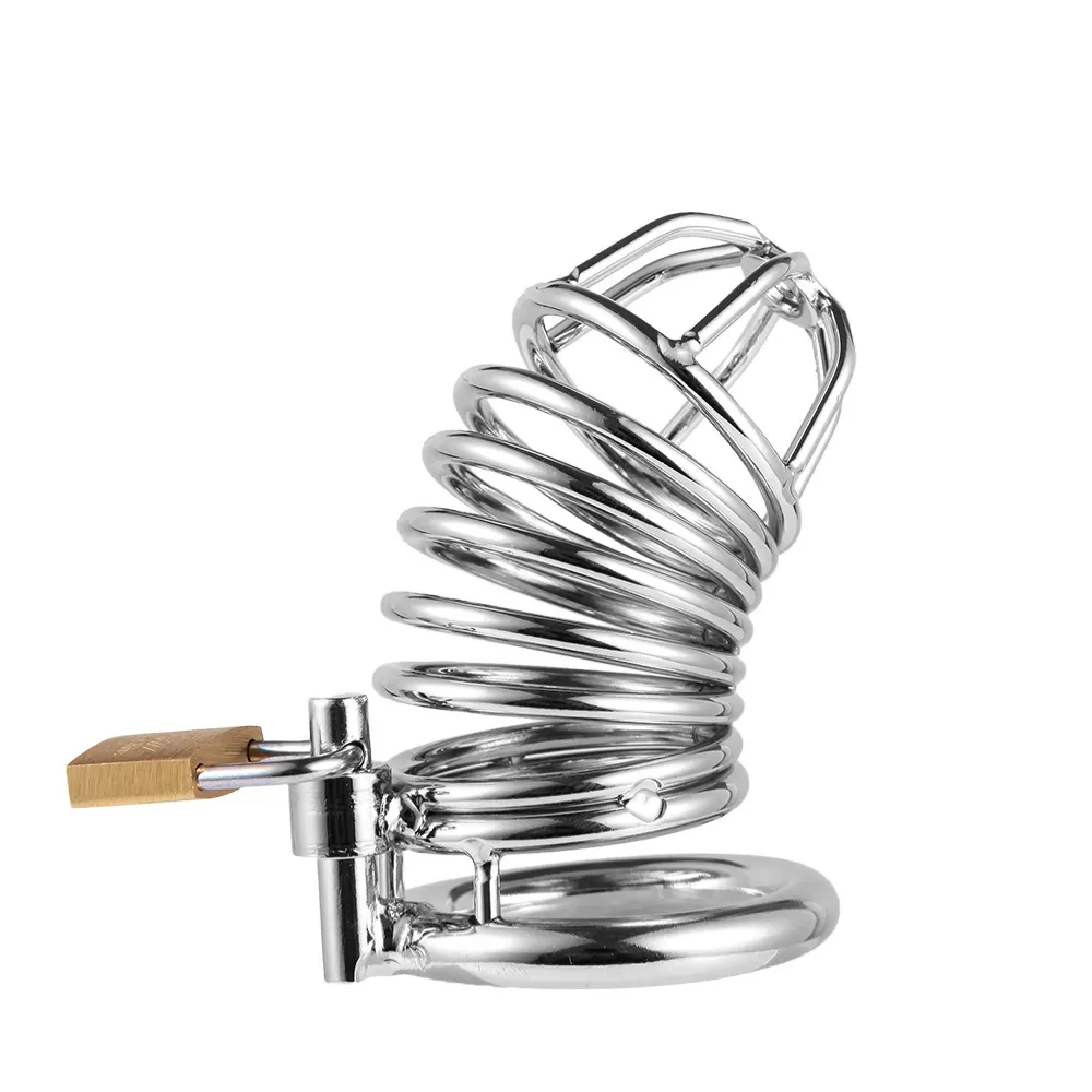Wellco Adult Metal Penis Kilidi Chastity Cock Cage Erkek Bekaret Penis Esaret Kafesi - 3