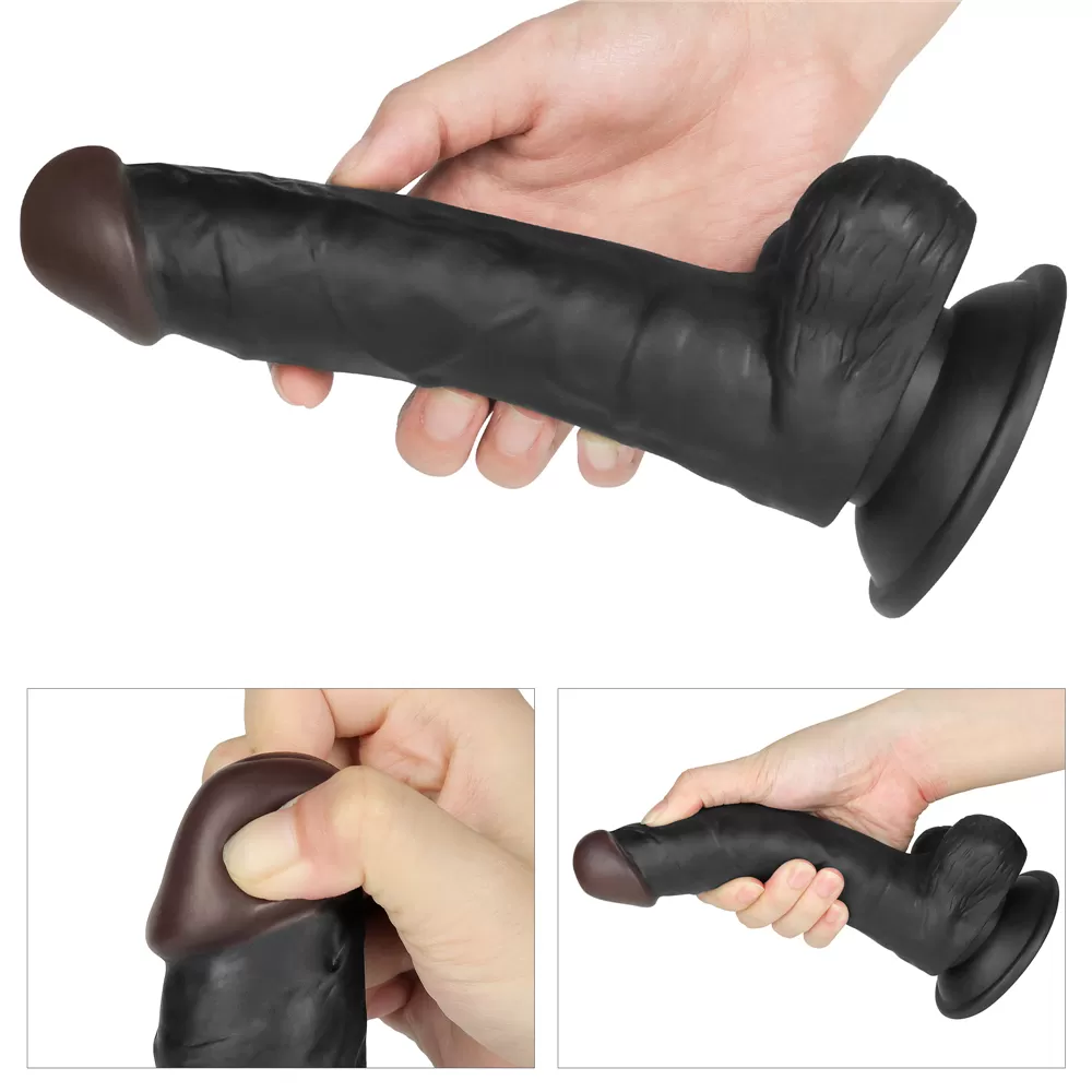 Wellco Adult Belden Bağlamalı Titreşimli Ultra Yumuşak Gerçekçi Et Dokulu Realistik Zenci Vibratör Dildo 20 CM - 4