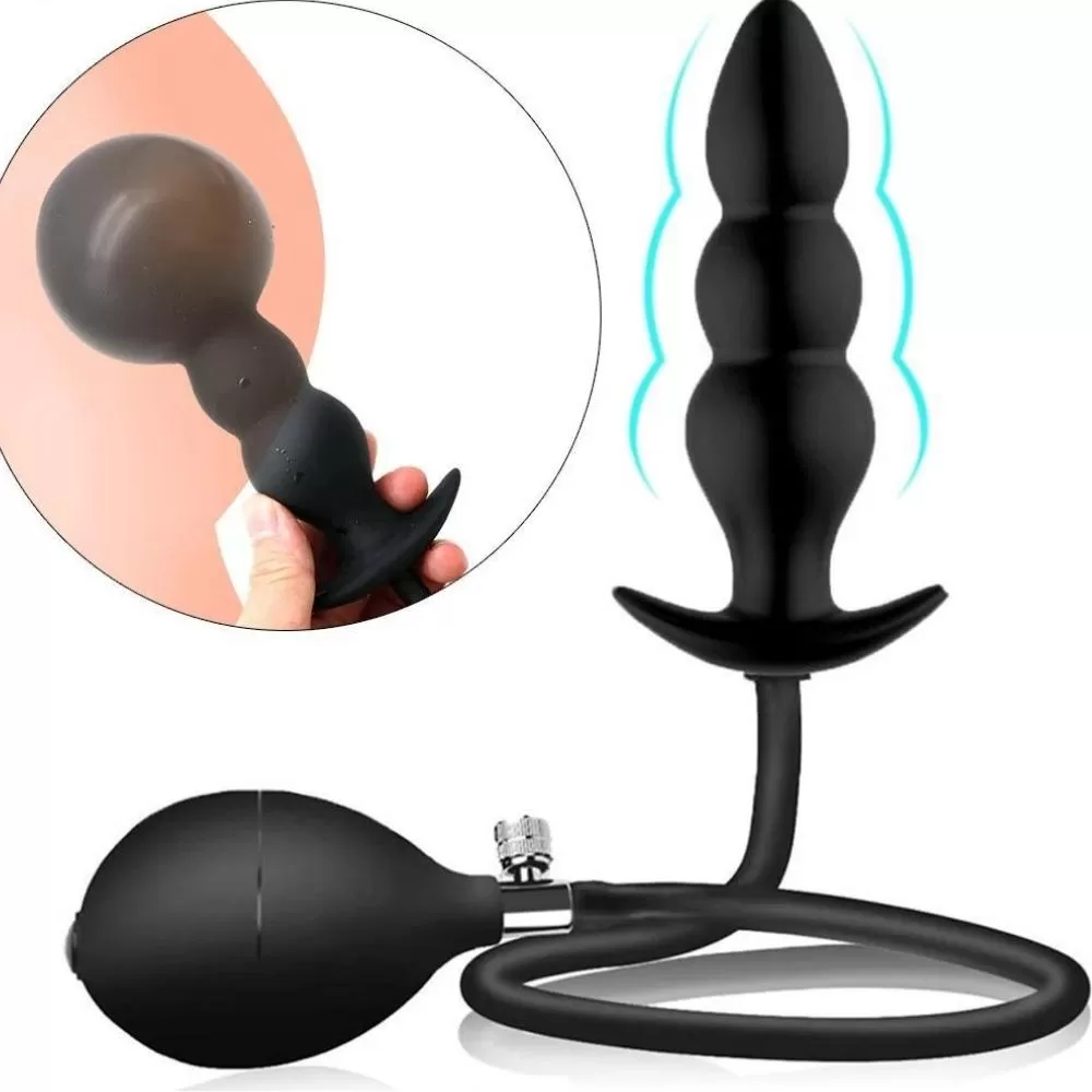 Wellco Adult İnflatable Anal Beads Şişirilebilir Dereceli Boncuk Anüs Genişletici Boğumlu Silikon Anal Butt Plug - 4