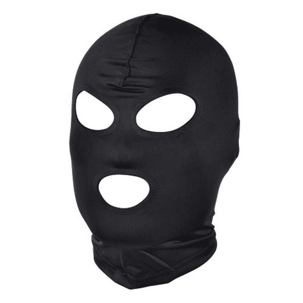 Wellco Adult Bondage Full Face Hood Açık Göz ve Ağız Yüz Kapüşon Siyah 3 Delikli Tam Yüz Fantezi Maske - 3