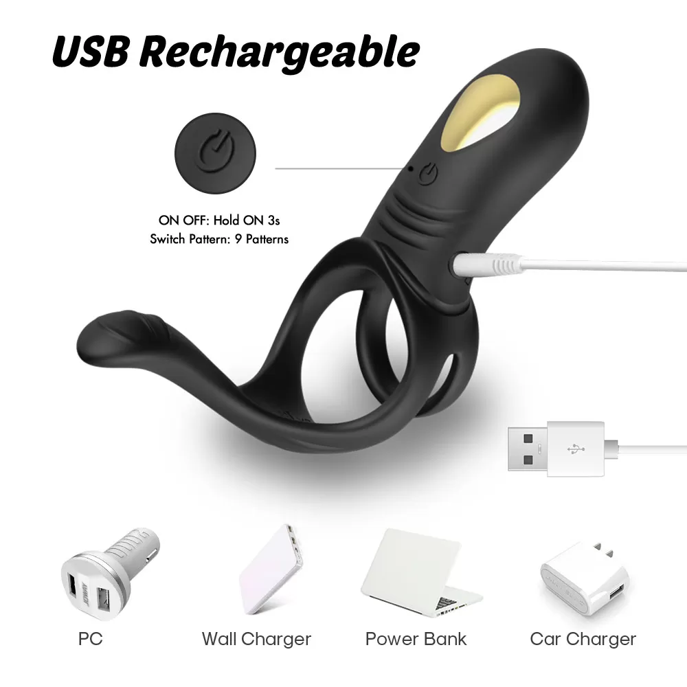 Wellco Adult CADEN Şarjlı Perine ve Klitoris Uyarıcı Titreşimli Testis ve Penis Halkası - 3