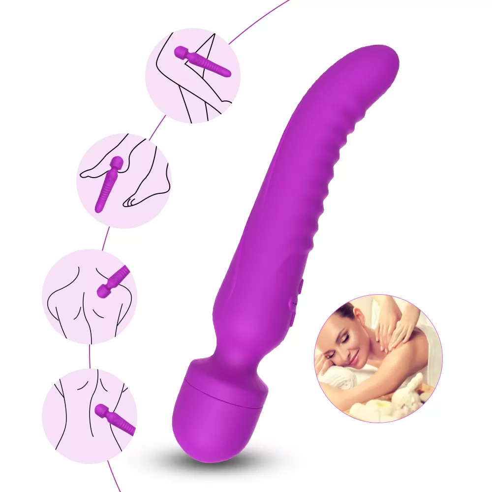 Wellco Adult PRIME TOYS Chobe Isıtmalı Çift Titreşim Motorlu Klitoris ve G Nokta Wand Orgazm Vibratör - Mor - 2