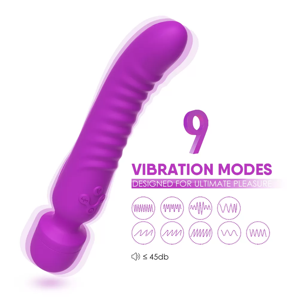 Wellco Adult PRIME TOYS Chobe Isıtmalı Çift Titreşim Motorlu Klitoris ve G Nokta Wand Orgazm Vibratör - Mor - 4