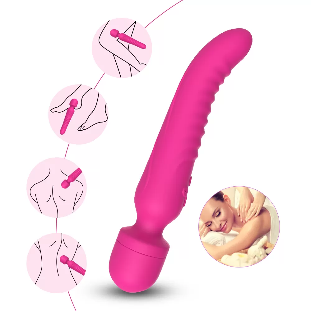 Wellco Adult CHOBE Isıtmalı Çift Titreşim Motorlu Klitoris ve G Nokta Wand Orgazm Vibratör - Pembe - 2