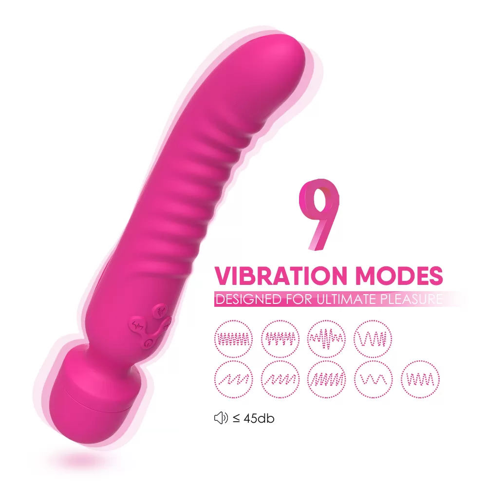 Wellco Adult CHOBE Isıtmalı Çift Titreşim Motorlu Klitoris ve G Nokta Wand Orgazm Vibratör - Pembe - 3