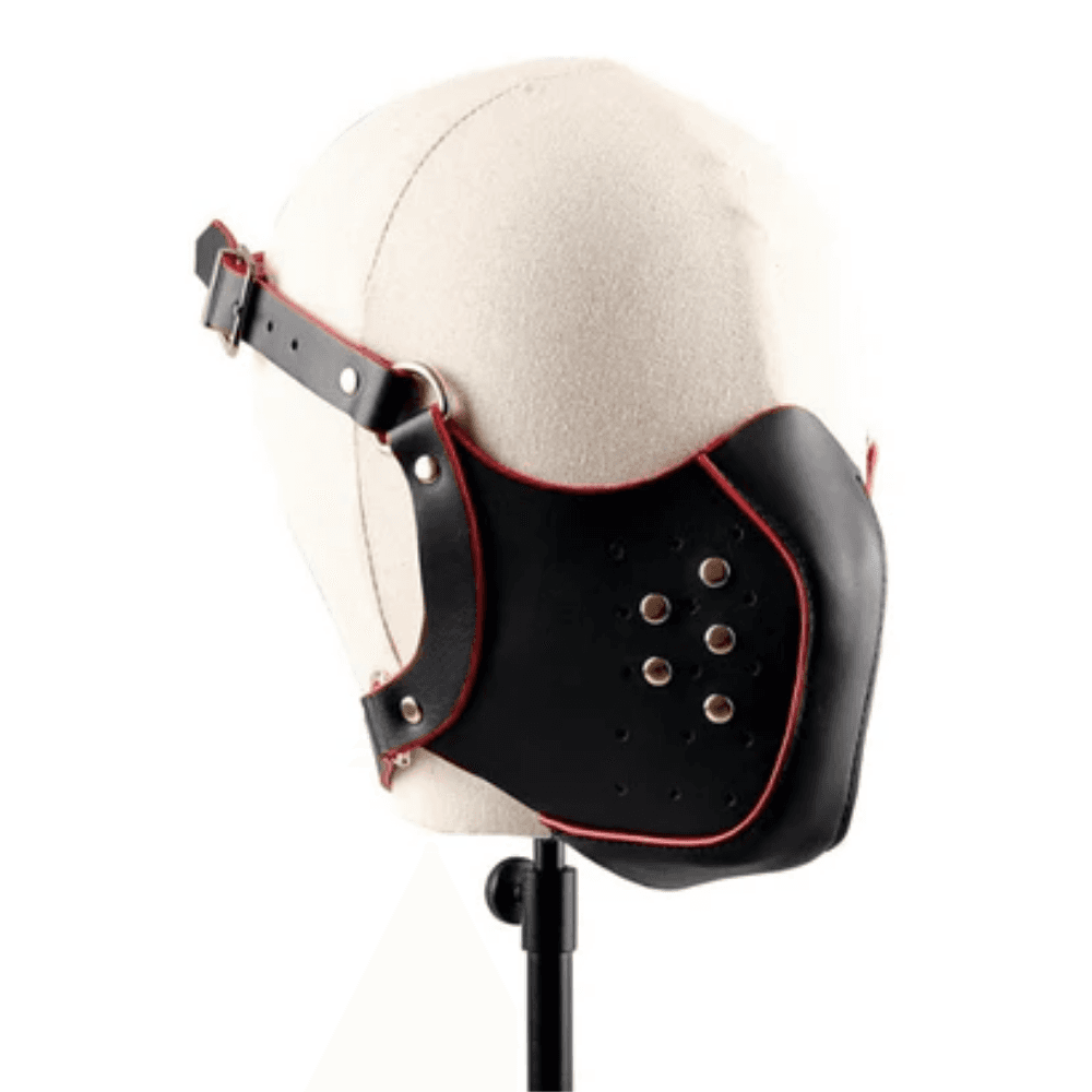 Wellco Adult Cosplay Bondage Mask Nefes Alabilir Kemerli Burun Ağız Kapatan Fetiş Deri Maske