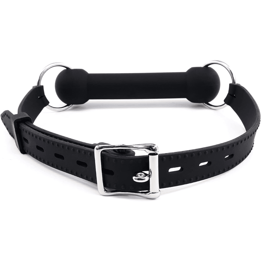 Wellco Adult Deri Kemerli Yumuşak Silikon Siyah Isırma Barı Ağız Tıkacı Bondage Mouth Bite Bar Gag - 3