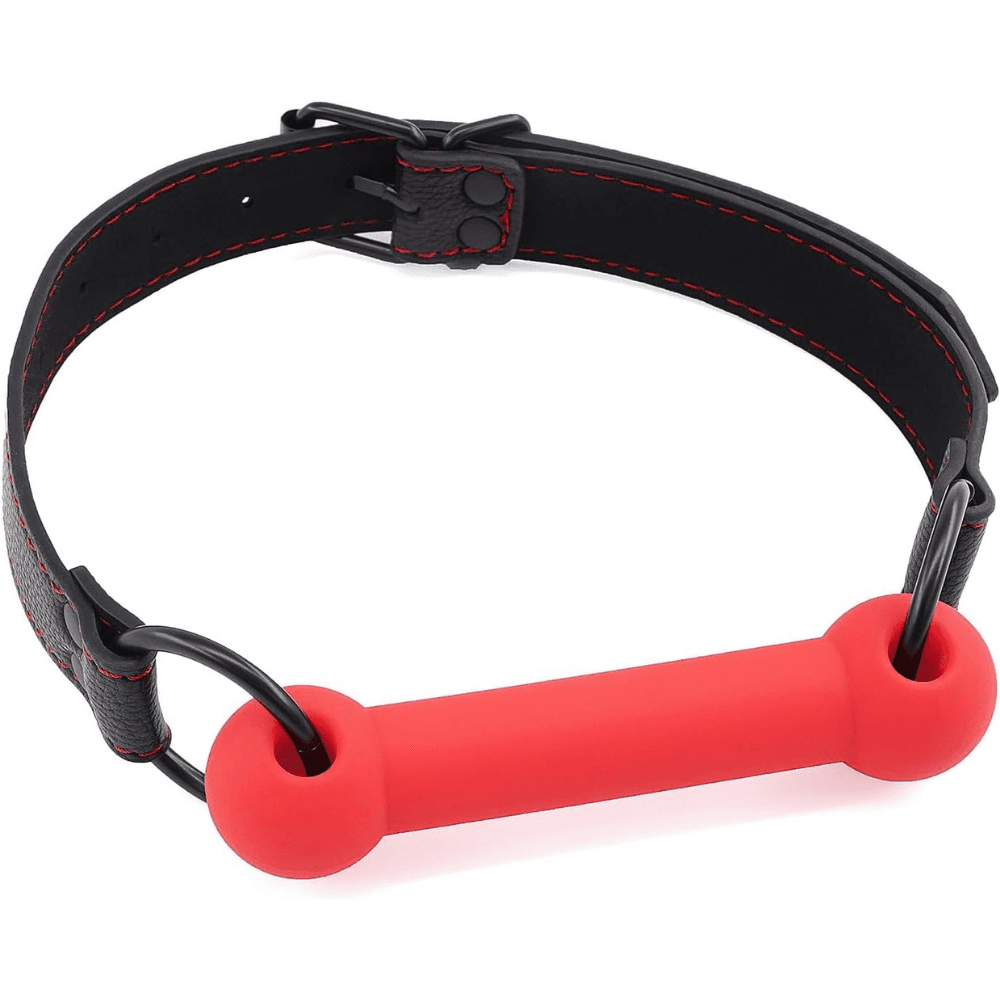 Wellco Adult Deri Kemerli Yumuşak Silikon Kırmızı Isırma Barı Ağız Tıkacı Bondage Mouth Bite Bar Gag