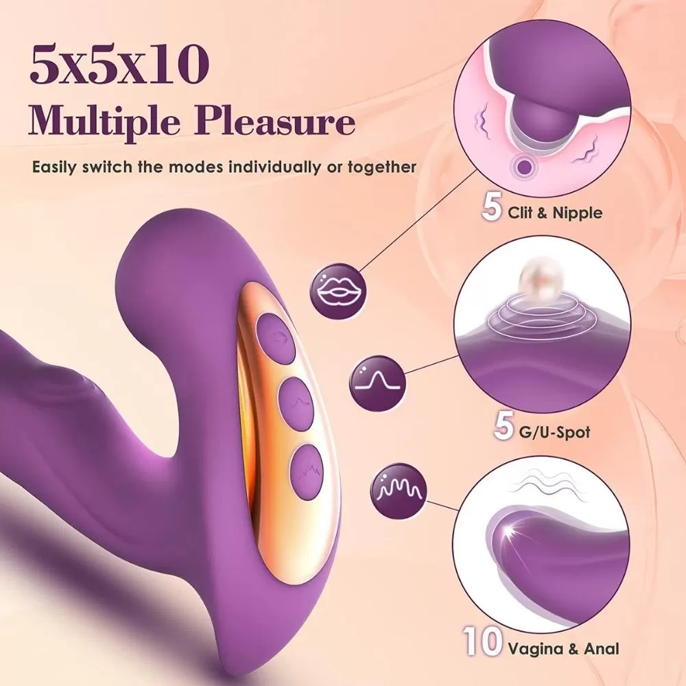Wellco Adult FABULOUS Güçlü Titreşimli Su Geçirmez G-Spot ve Klitoris Tapping 3 in 1 Vibratör - 2