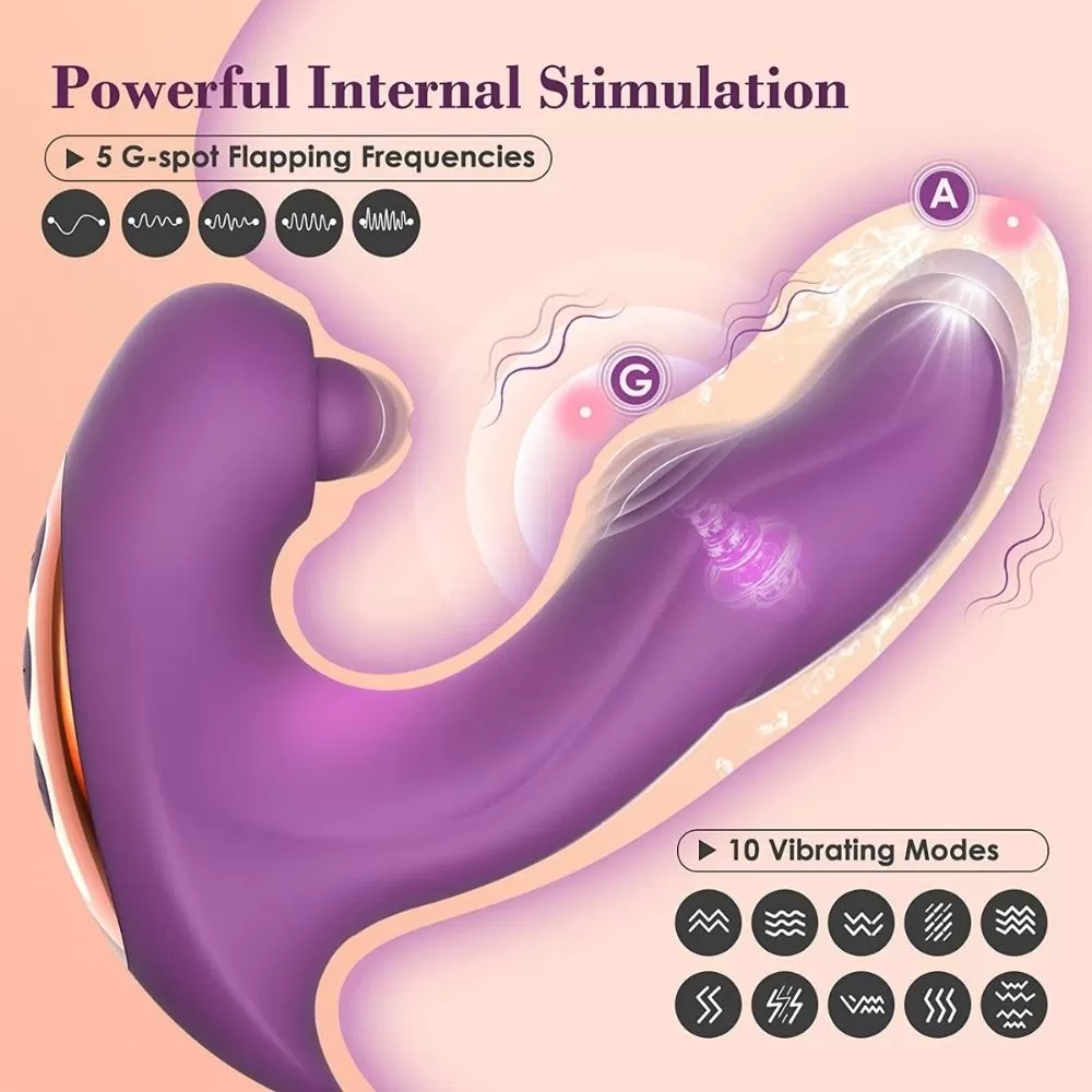 Wellco Adult FABULOUS Güçlü Titreşimli Su Geçirmez G-Spot ve Klitoris Tapping 3 in 1 Vibratör - 4